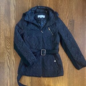 Marc New York Black Puffer Jacket with Belted Waist